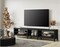 95-inch TV Stand for 85-inch Flat Screen, Wood Media Console Storage Cabinet Entertainment Centre with 6 Open Shelves, Black